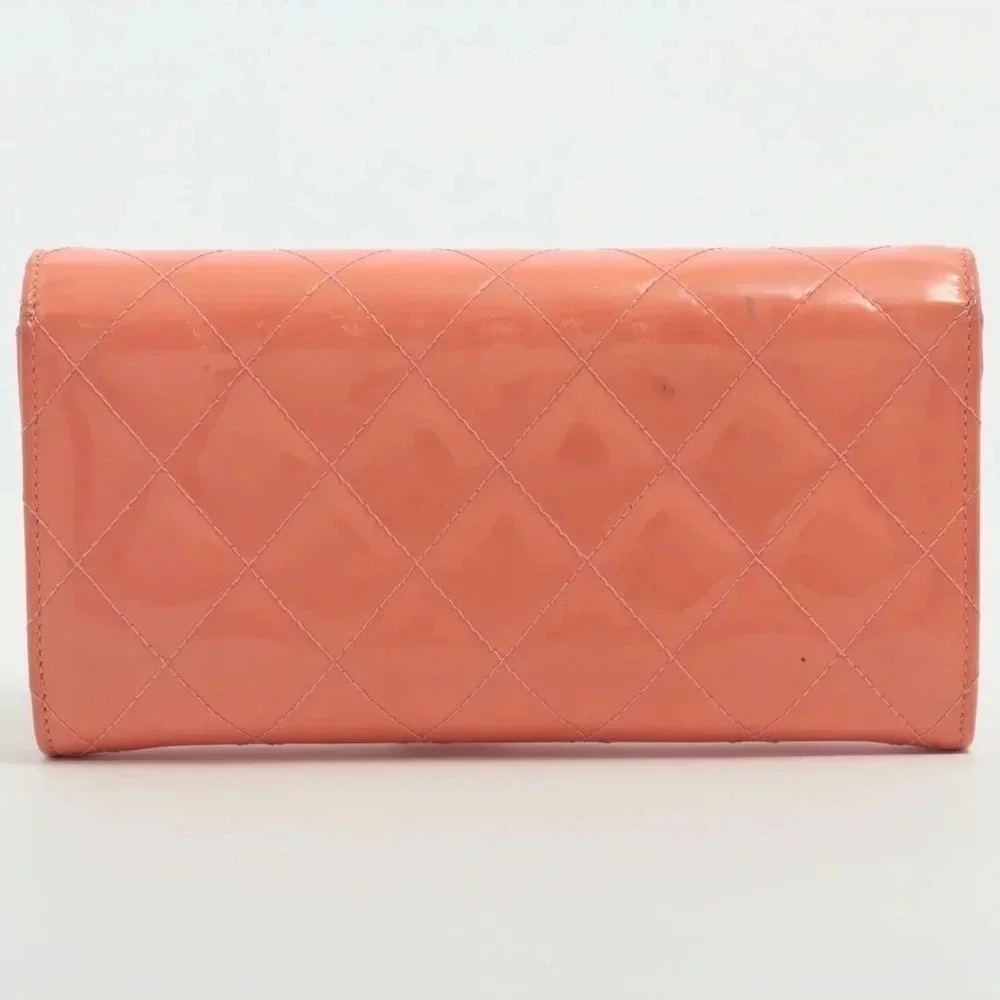 Chanel Quilted Patent leather Wallet, Pink/Champagne
